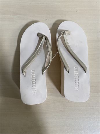 Size 7.5 women’s—Platform Flip Flops with Gold Straps