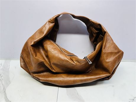 Brown Leather Bag and Packaged Item Lot