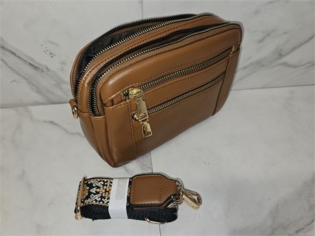 Brown Leather Crossbody Bag Set