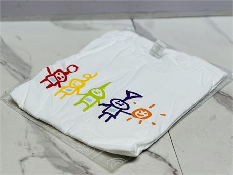 White T-Shirt with Colorful Characters