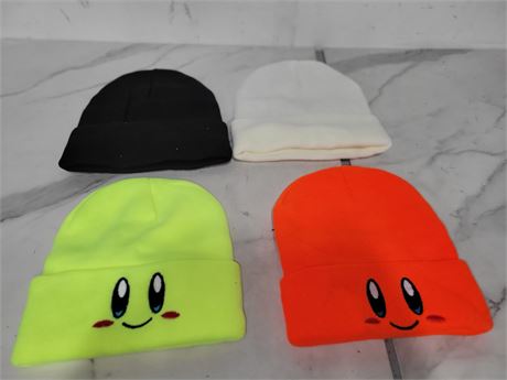 Lot of 4 Beanies with Cartoon Faces