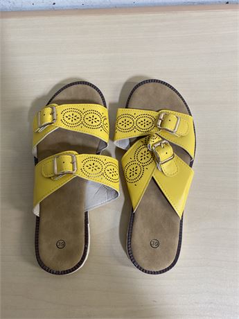 Size 8.5 women’s-Yellow Sandals with Buckles