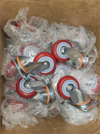 Lot of 10 Red Swivel Casters