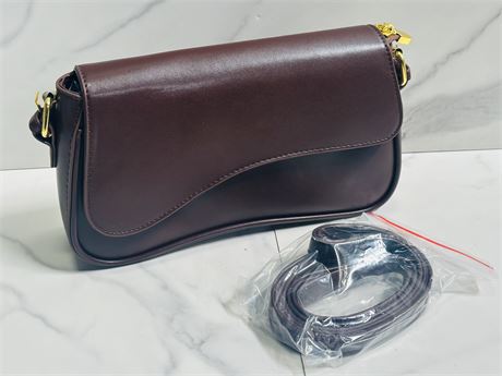 Brown Leather Handbag with Strap