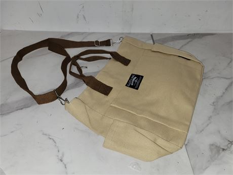 Beige Canvas Shoulder Bag