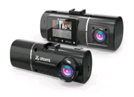 The Atomi 4K Dual Lens Dash Cam is a 4K