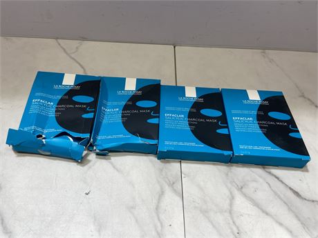 Lot of 4 La Roche-Posay Charcoal Masks