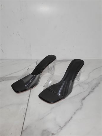 (Size 8) Clear Strap Heeled Sandals