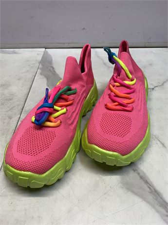 Size 10-Pink Athletic Shoes with Neon Soles
