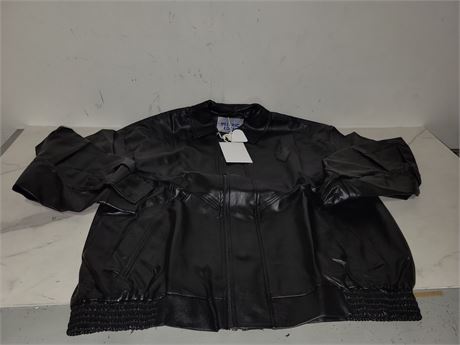 (L) Black Faux Leather Jacket