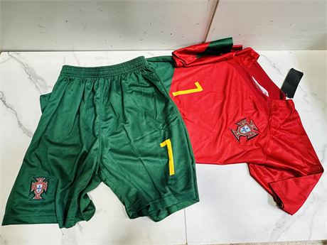 (L) Portugal Soccer Jersey and Shorts Set