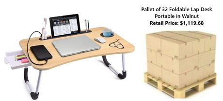 Pallet of 32 Wooden Lap Desk Portable