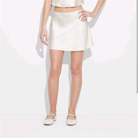 (L) Wild Fable Women's Satin Mini Skirt