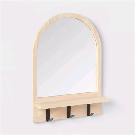 Wood Entryway Organizer with Mirror