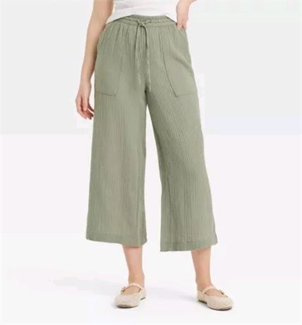(M) Women's High-Rise Gauze Wide Leg
