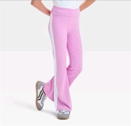 (XL) Girls' Sporty FoldOver Flare Pants-a art