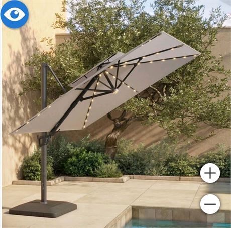 *10' Square 2-Tier Solar LED Umbrella