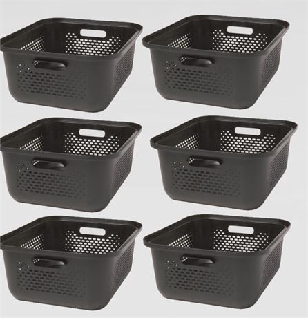 Set of 6 - Small Decorative Plastic Bin