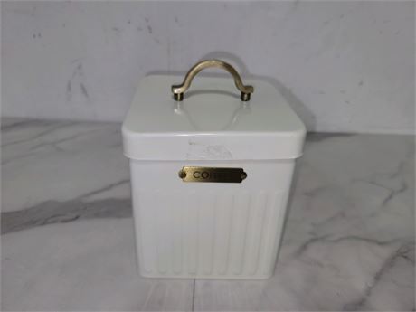 Metal Coffee Tin with Scooper Cream/Brass