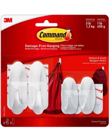 (3Pack) Command Small and Medium Hook