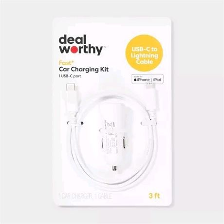 1-Port 20W Car Charger with 3' PVC