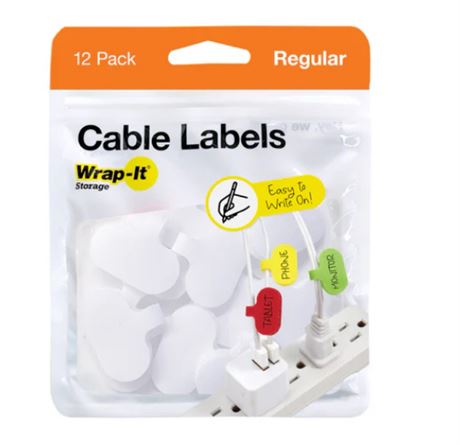 (4Pack) Cable Labels - Regular (12-Pack