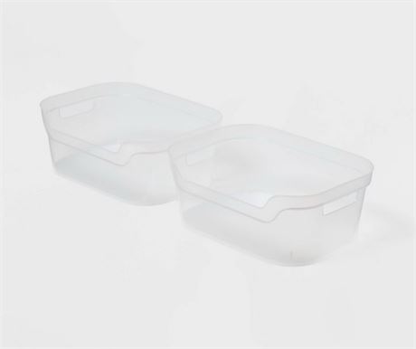 2pk Medium Open Front Storage Bins Clear