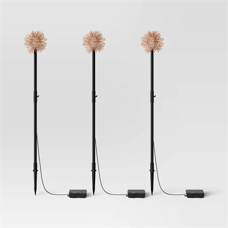 3pk Sphere Burst Battery LED Outdoor Light Stakes