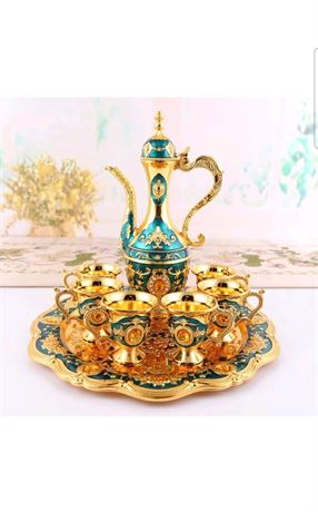 Vintage Turkish Coffee Pot Cups Set