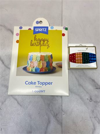 Happy Birthday Cake Topper& Candles