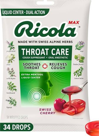 Lot of (2) Ricola Max Swiss Cherry Throat Care