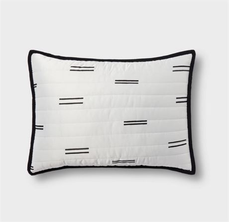 Standard Satin Quilt Sham White/Black -