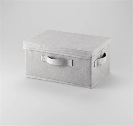 Fabric Shoe Bin with Lid Light Gray -