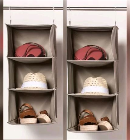 Set Of 2 (3 Shelf) Hanging Closet Organizer Gray -