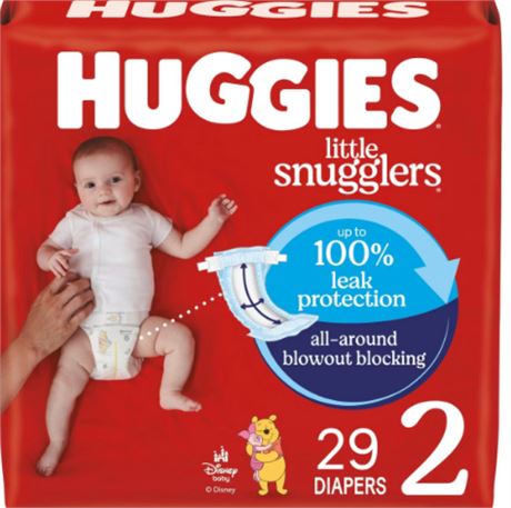 Size (2) Huggies Little Snugglers Disposable