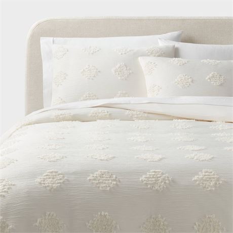 King Tufted Diamond Crinkle Duvet Cover and Sham