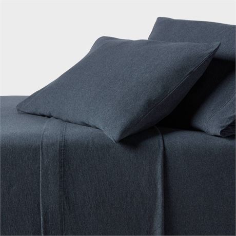 Full Cotton Jersey Sheet Set Heather Blue -