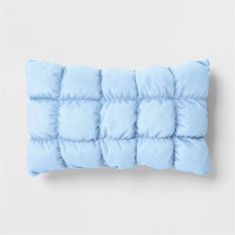 Lumbar Puffy Bread Pillow Sky Blue - Room