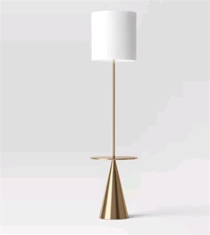 Modern Floor Lamp with Table Brass