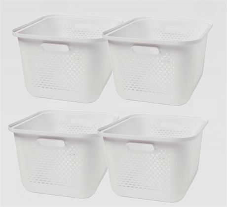 Set of 4- Medium Decorative Plastic Bin
