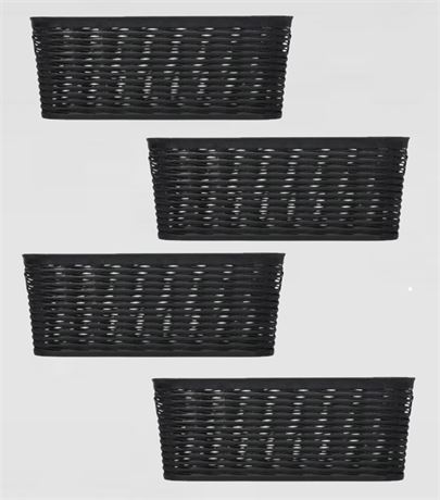 Set of 4 - Wave Medium Storage Bin Black -