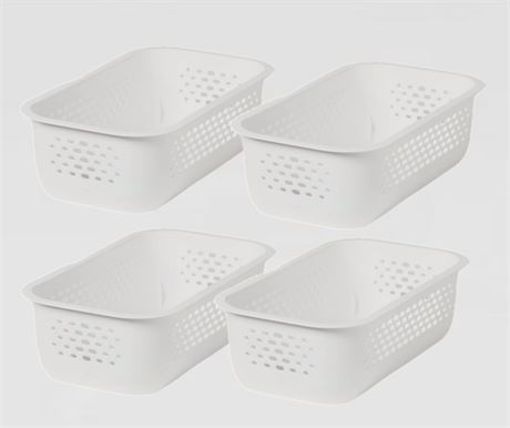 Set of 4- Narrow Small Decorative Plastic Bin