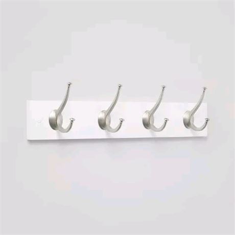4 Hooks Rail Nickel Hooks Ivory -