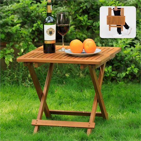 Idzo Mira Acacia Wood Folding Bistro Side Table