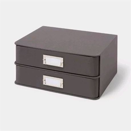 2 Drawer Decorative Fabric Box Charcoal