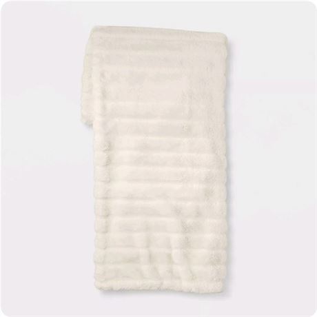 Textured Faux Fur Reversible Throw Blanket
