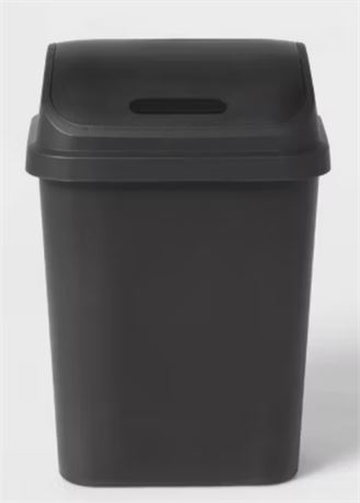 (2pk) 7.8gal Swing Top Waste Can Black -