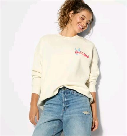 (S) Women's Oversized Graphic Pullover