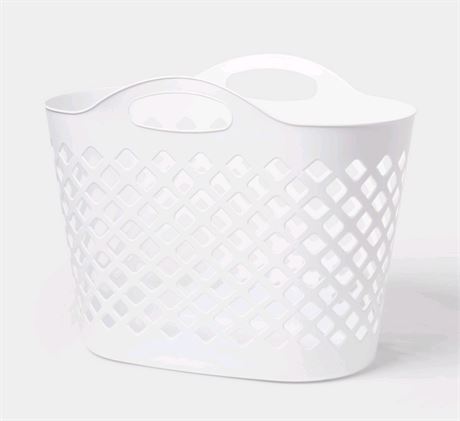 1.2bu/45L Flexible Oval Laundry Basket White