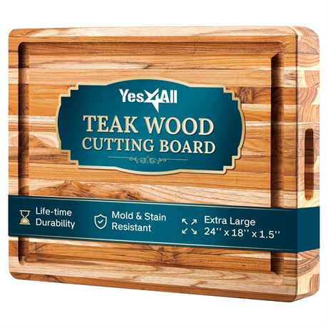 Yes4All Solid Teak Cutting Boards for Kitchen,